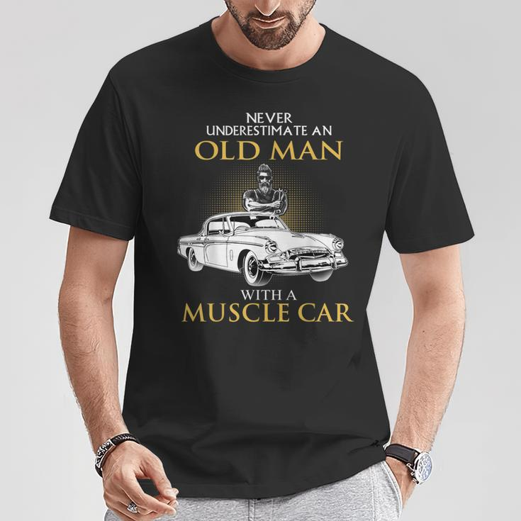 Never Underestimate An Old Man With A Muscle Car Racing T-Shirt Personalized Gifts