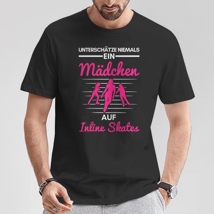 Underschätze Nie Mädchen Auf Inline Skates Inline Skating T-Shirt Lustige Geschenke