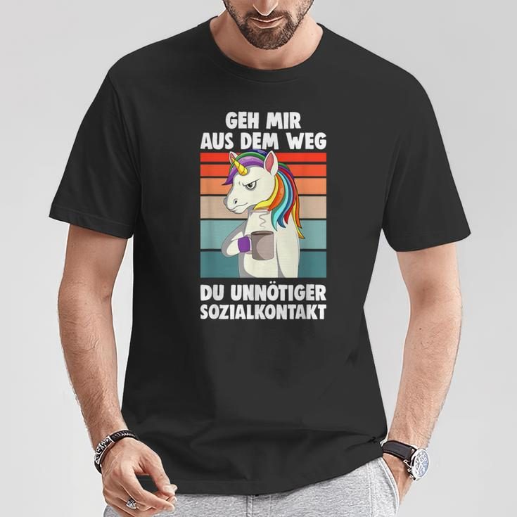 Unicorn Geh Mir Aus Dem Weg Du Unnötiger Sozialkontakt German S T-Shirt Lustige Geschenke