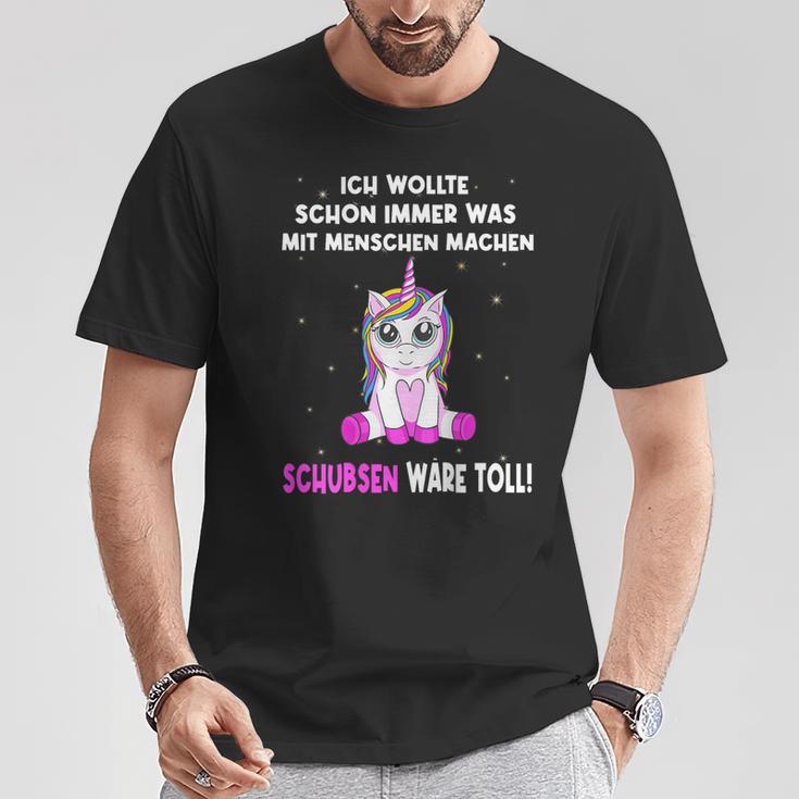 Unicorn Ich Wollte Schon Immer Was Mit Menschen Machen T-Shirt Lustige Geschenke