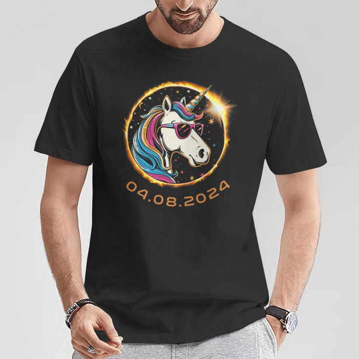 Unicorn With Sunglasses Total Solar Eclipse 2024 T-Shirt Personalized Gifts
