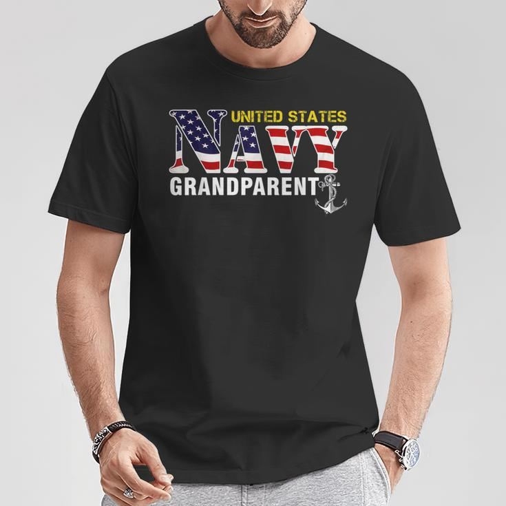 United States Flag American Navy Grandparent Veteran T-Shirt Unique Gifts