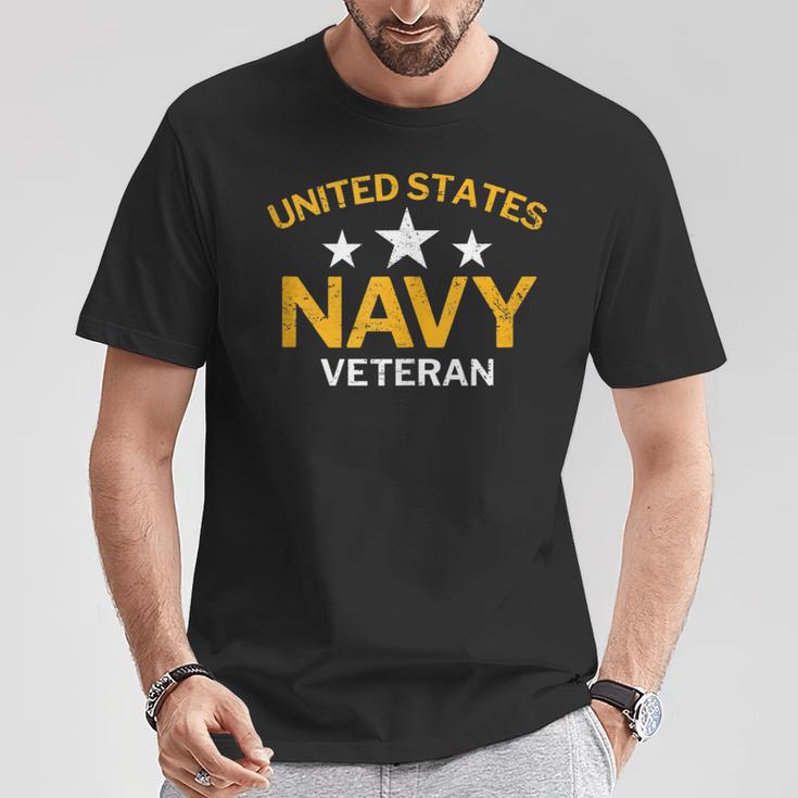 United States Navy Veteran With Stars Distressed T-Shirt Unique Gifts