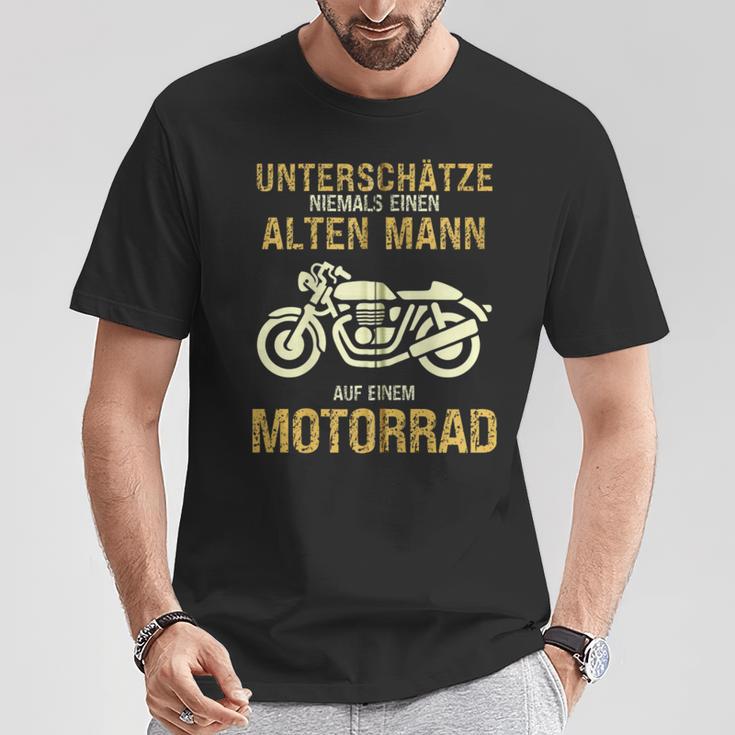 Unterschätze Niemals Alten Mann Motorrad Opa Papa Geschenk Kapuzenjacke T-Shirt Lustige Geschenke