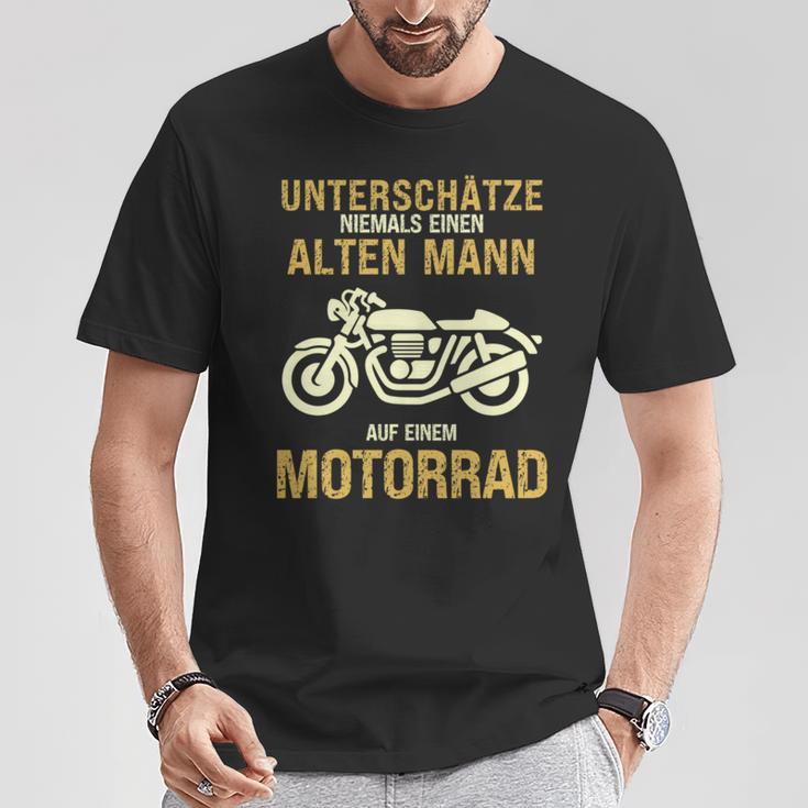 Unterschätze Niemals Alten Mann Motorrad Opa Papa Geschenk T-Shirt Lustige Geschenke