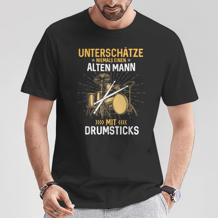 Unterschätze Niemals Einen Alten Mann Mit Drumsticks Music T-Shirt Lustige Geschenke