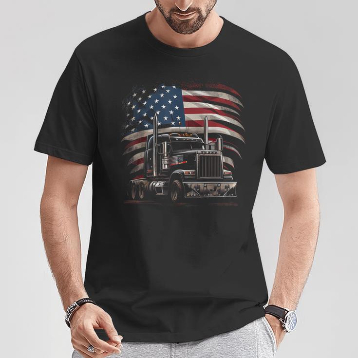 Us American Flag Trucker Truck Driver T-Shirt Lustige Geschenke