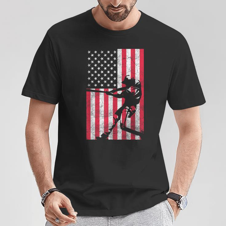 Usa American Flag Baseball Red White Blue 4Th Of July Top T-Shirt Unique Gifts