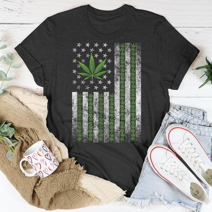 Usa Flag Marijuana Weed Leaf Flag Cannabis Stoner 420 T-Shirt Unique Gifts