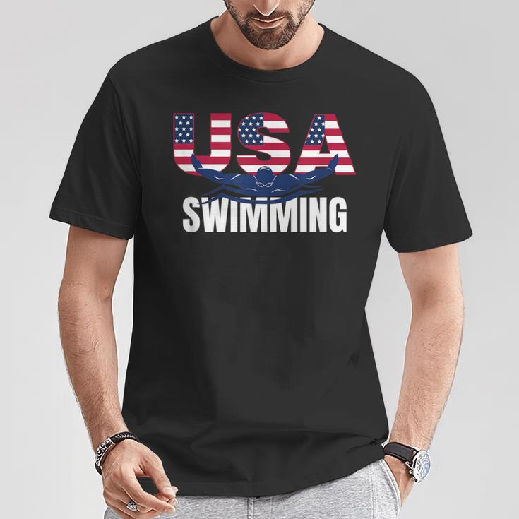 Usa Swimming Athlete Summer Us Swim Aquatic Sport Letters T-Shirt Unique Gifts