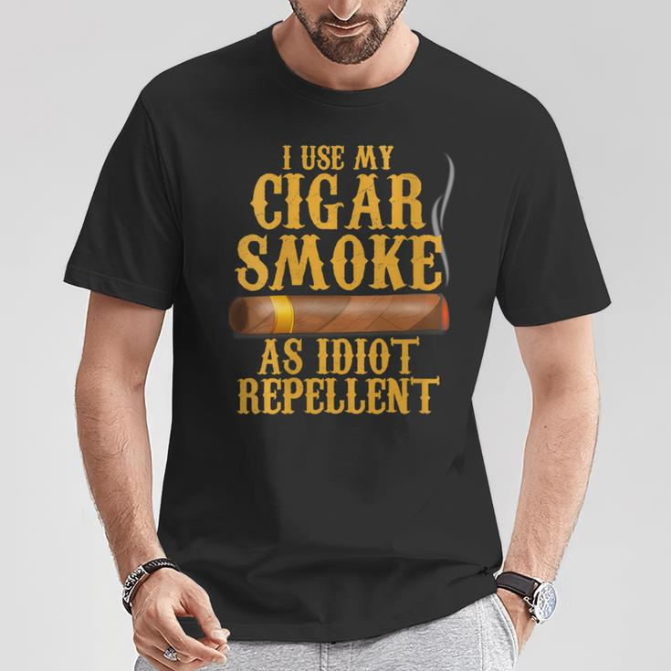 I Use My Cigar Smoke Idiot Repellent Smoking For Dad T-Shirt Unique Gifts