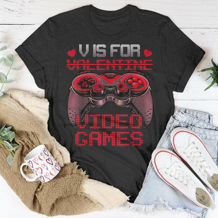 V Is For Video Games Controller Valentines Day Boys Mens T-Shirt Unique Gifts