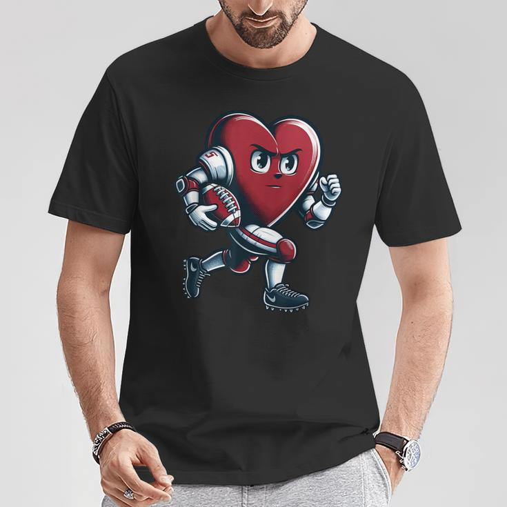 Valentine's Day Heart Football Player Team Sports T-Shirt Unique Gifts