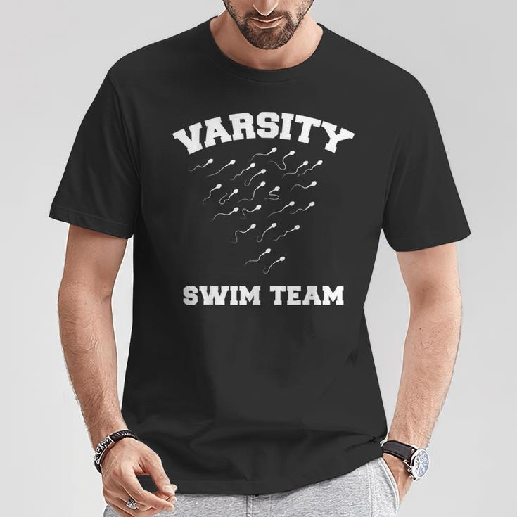 Varsity Swim Team Swimming Sperm T-Shirt Unique Gifts