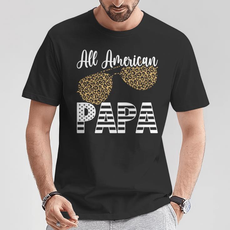 Vatertag Alle Amerikanischen Papa Leopard Sonnenbrillen T-Shirt Lustige Geschenke