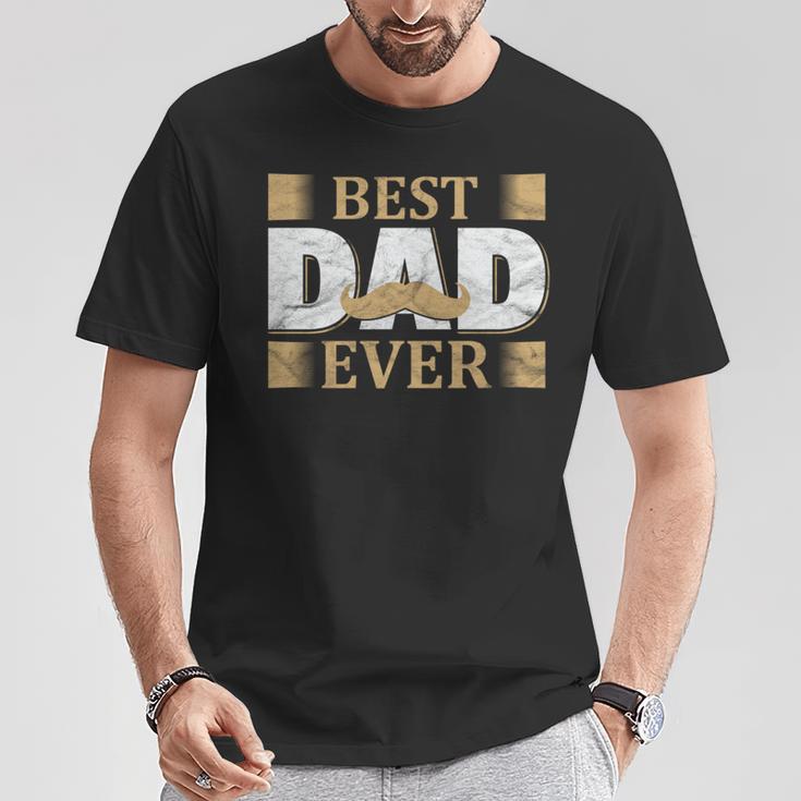 Vatertagaterintage Mustache Best Dad Ever Papa T-Shirt Lustige Geschenke