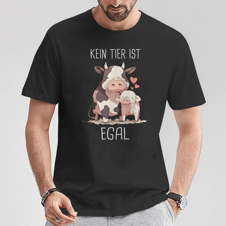 Vegetarier Kein Tier Ist Egal Veganer Kuh Schwin German T-Shirt Lustige Geschenke
