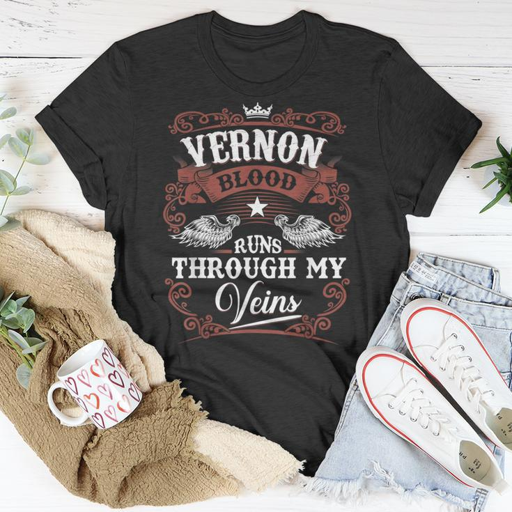 Vernon Blood Runs Through My Veins Vintage Family Name T-Shirt Funny Gifts