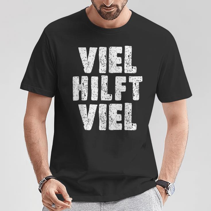 Viel Hilftiel Old-School Bodybuilder Saying T-Shirt Lustige Geschenke