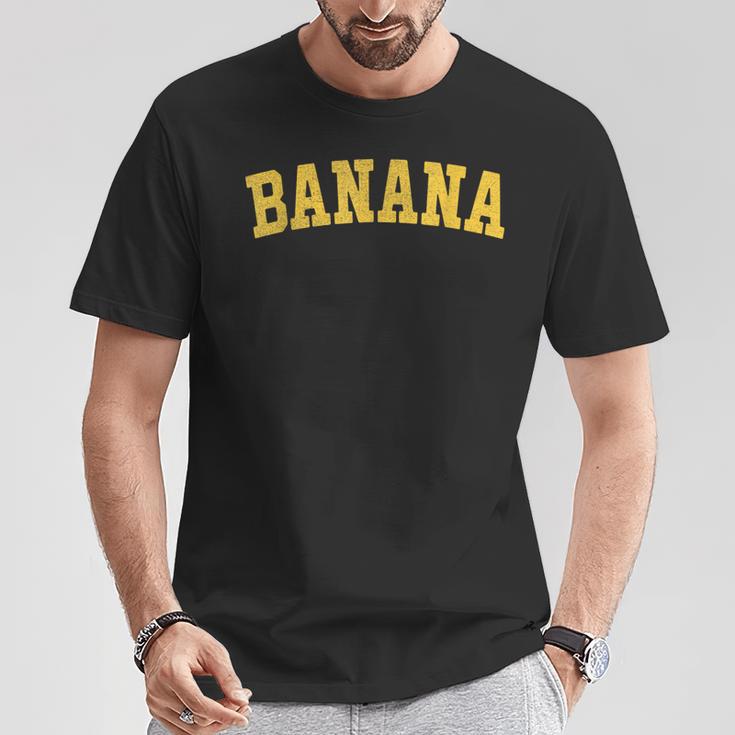 Vintage Banana Text Retro Banana Font Old-School Banana Word T-Shirt Unique Gifts