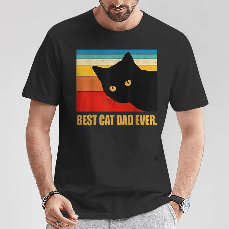 Vintage Best Cat Dad Ever Daddy Fathers Day T-Shirt Unique Gifts