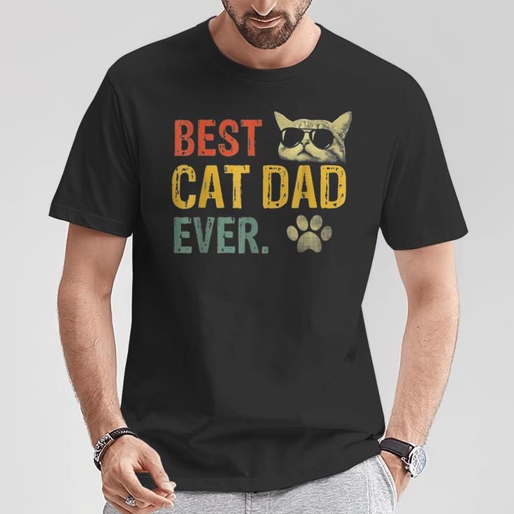 Vintage Best Cat Dad Ever Cat Daddy T-Shirt Unique Gifts