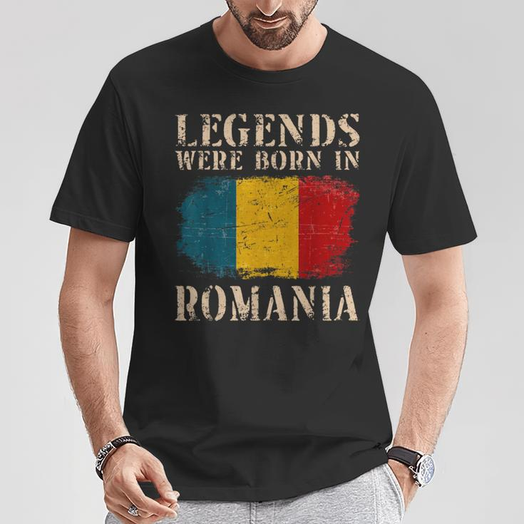 Vintage Romanian Flag Legends Were Born In Romania T-Shirt Unique Gifts