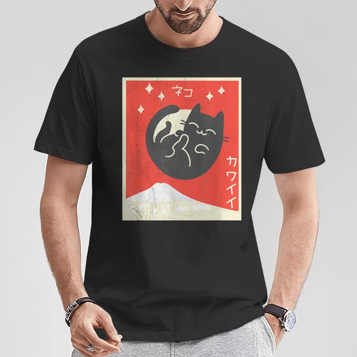 Vintage Japanese Cat Kawaii Anime T-Shirt Unique Gifts