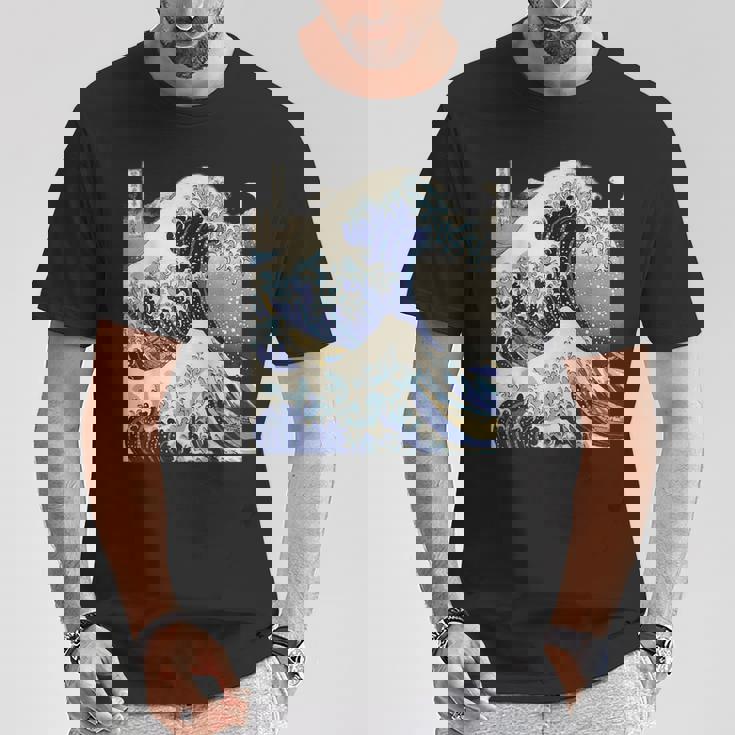 Vintage Japonés Tatuaje Arte Kanagawa La Gran Ola Camiseta unisex Regalos divertidos