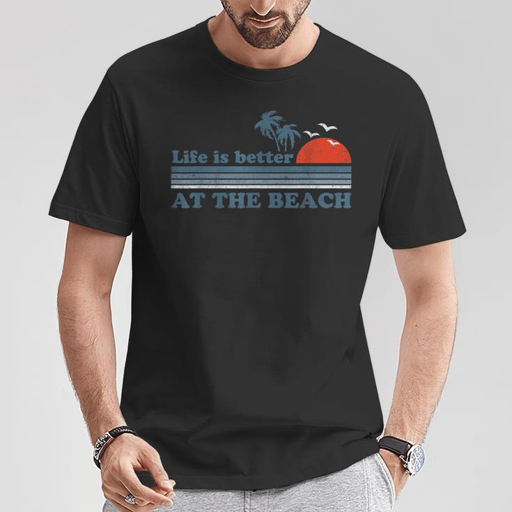 Vintage Life Is Better At The Beach Retro Sunset 70'S T-Shirt Unique Gifts