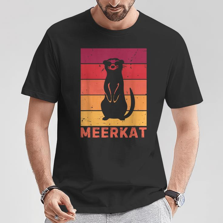 Vintage Meerkat Sunset Zoo Animal Silhouette Meerkat Lovers T-Shirt Unique Gifts