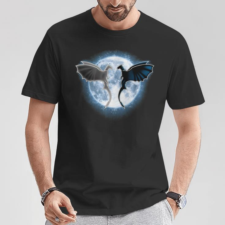 Vintage Movie Toothless Light Fury In The Moon Sweet Couple T-Shirt Unique Gifts