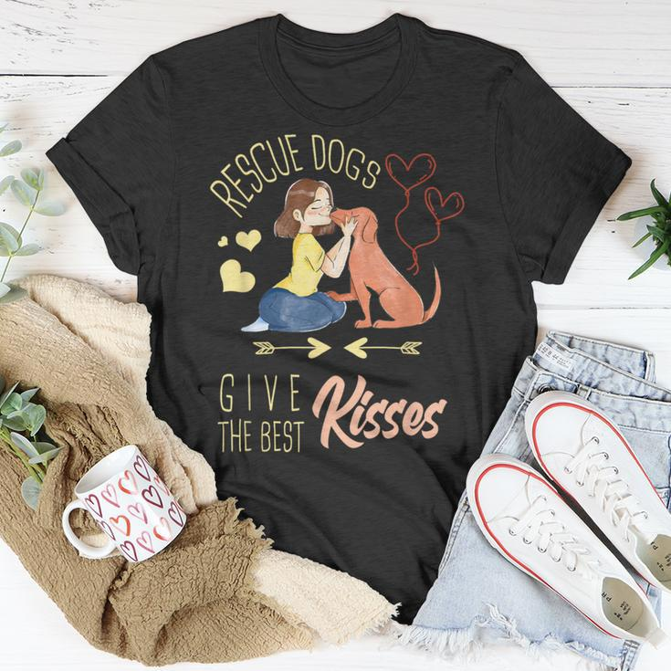 Vintage Rescue Dogs Give The Best Kisses Adopted Dog Lovers T-Shirt Unique Gifts