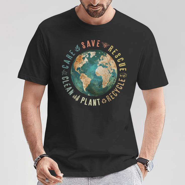 Vintage Save Bees Rescue Animals Recycle Plastic Earth Day T-Shirt Unique Gifts