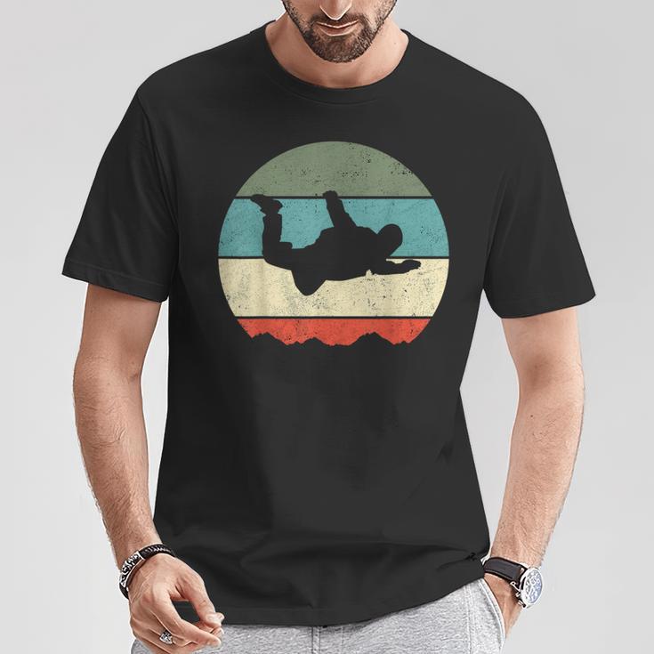 Vintage Skydiving Sonnenuntergang Silhouette T-Shirt, Fallschirmspringen Tee Lustige Geschenke