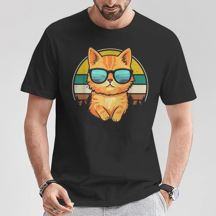 Vintage Style Orange Tabby Cat Friendly Wearing Sunglasses T-Shirt Unique Gifts