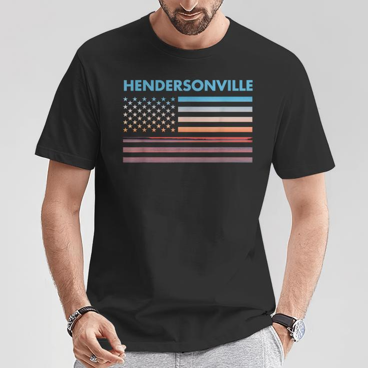 Vintage Sunset American Flag Hendersonville North Carolina T-Shirt Unique Gifts