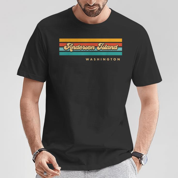 Vintage Sunset Stripes Anderson Island Washington T-Shirt Unique Gifts