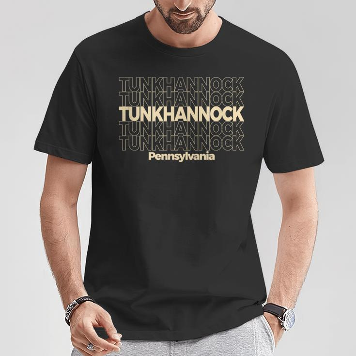 Vintage Tunkhannock Pennsylvania Repeating Text T-Shirt Unique Gifts
