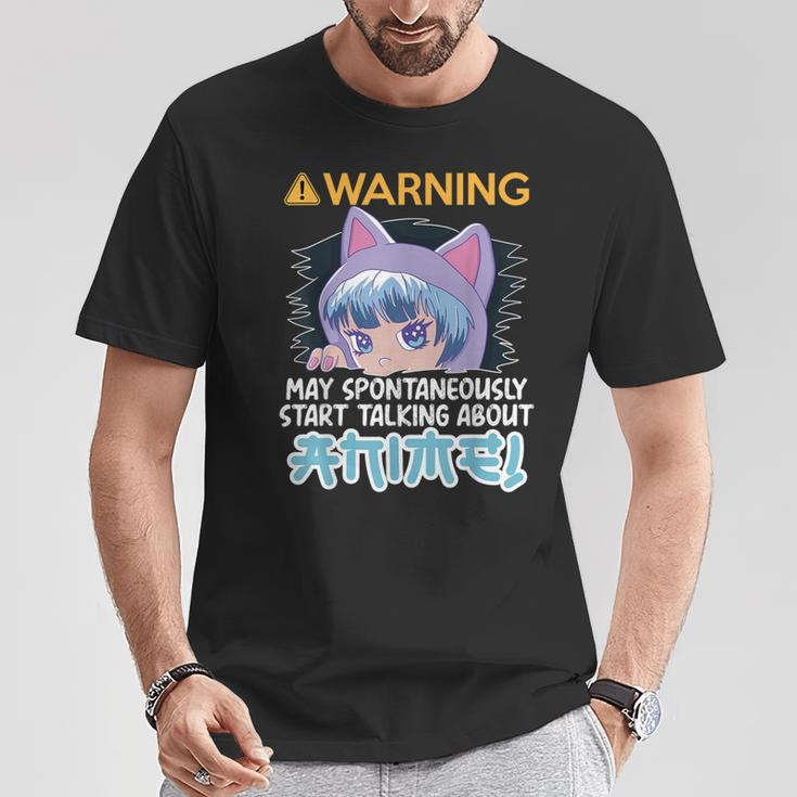 Warning May Spontaneously Talk About Anime N Manga Girl T-Shirt Unique Gifts