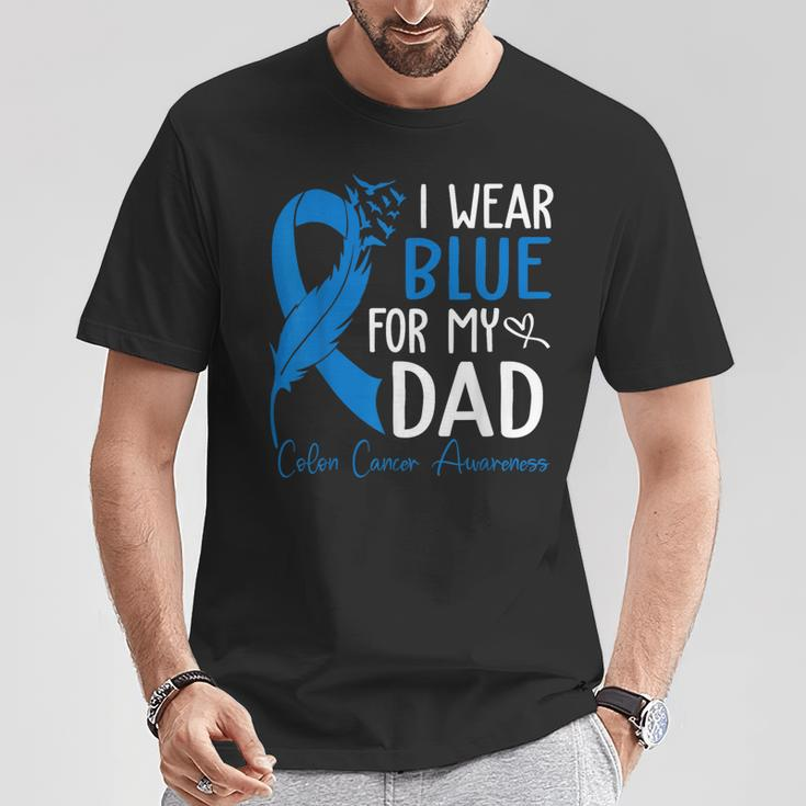 I Wear Blue For My Dad Warrior Colon Cancer Awareness T-Shirt Funny Gifts