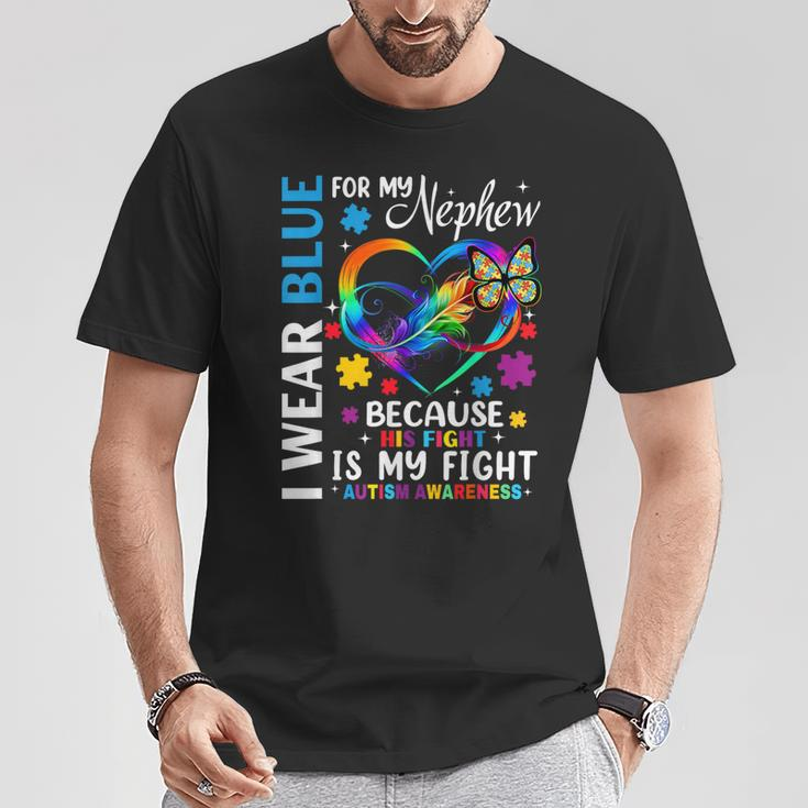 I Wear Blue For My Nephew Autism Awareness Month Uncle Aunt T-Shirt Funny Gifts