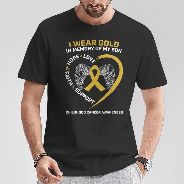 I Wear Gold In Memory Of My Son Childhood Cancer Awareness T-Shirt Unique Gifts