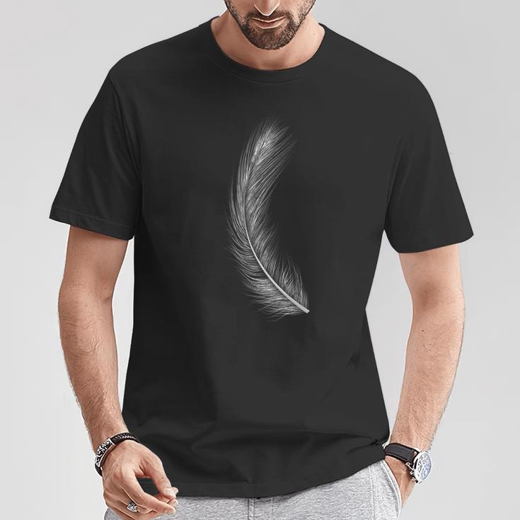 Weiße Feder Federn Engel Engelsymbole Esoterik Spirtualität T-Shirt Lustige Geschenke