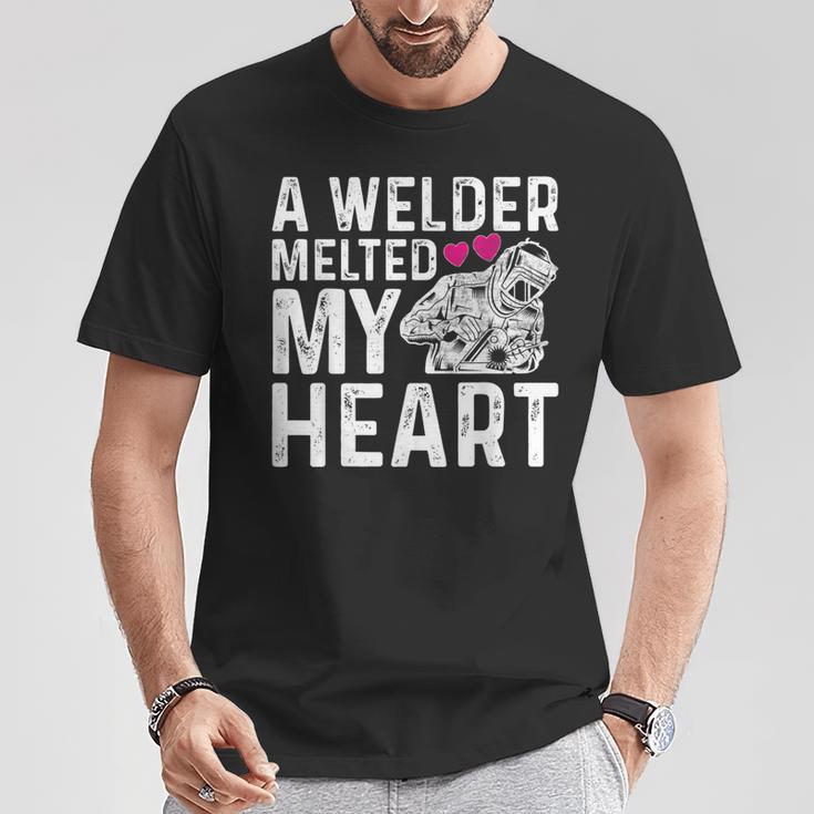 A Welder Melted My Heart Outfit For Wife Girlfriend T-Shirt Unique Gifts