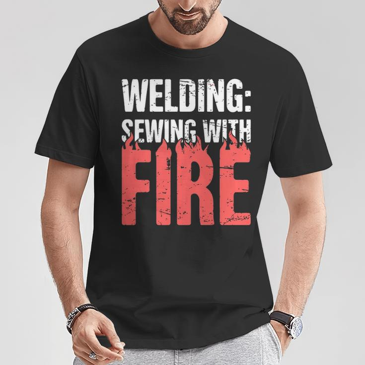 Welding Sewing With Fire T-Shirt Unique Gifts
