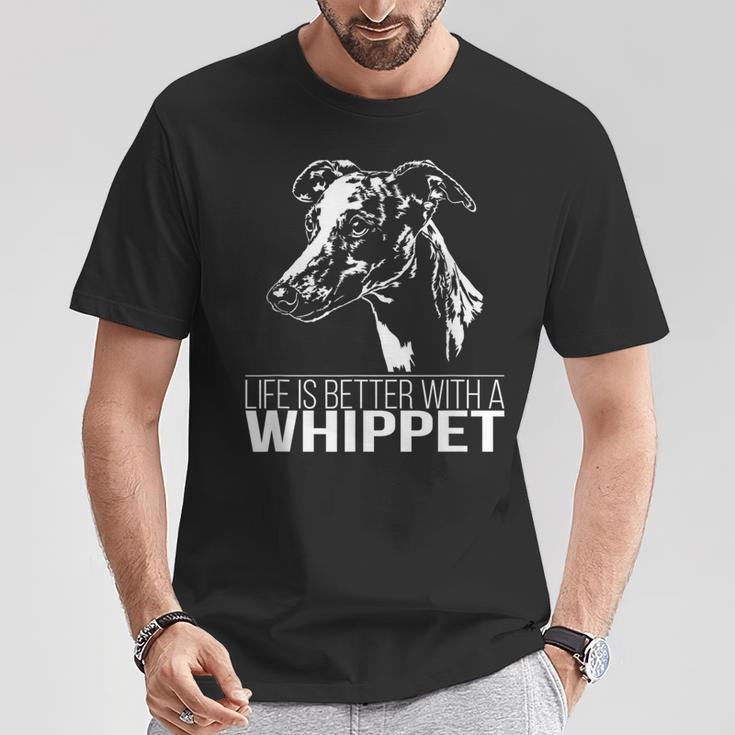 Whippet Life Is Better Greyhounds Dog Slogan T-Shirt Lustige Geschenke