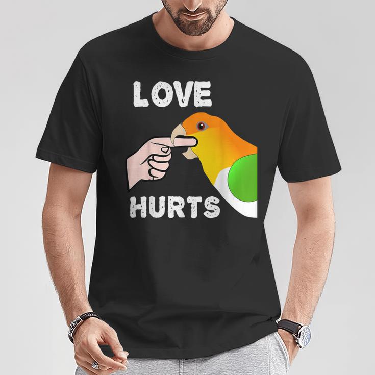 White Bellied Caique Parrot Love Hurts T-Shirt Unique Gifts