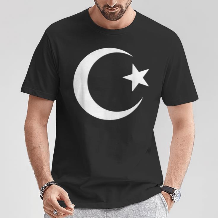 White Symbol Of Islam Crescent Moon And Star T-Shirt Unique Gifts