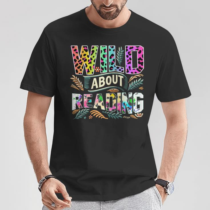 Wild About Reading Books Library Day Bookworm Leoparard T-Shirt Personalized Gifts